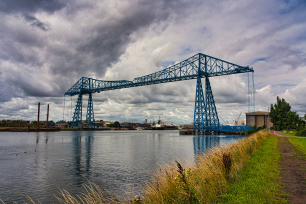 istock Middlesborough transporter bridge crossing River Tees, Middlesborough, North Yorkshire, England, Britain 1331800893