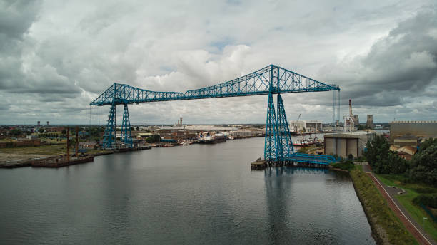 istock Middlesborough transporter bridge crossing River Tees, Middlesborough, North Yorkshire, England, Britain 1331800923