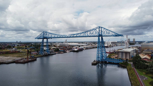 istock Middlesborough transporter bridge crossing River Tees, Middlesborough, North Yorkshire, England, Britain 1331800944