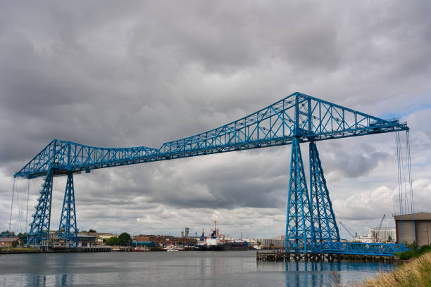 istock Middlesborough transporter bridge crossing River Tees, Middlesborough, North Yorkshire, England, Britain 1331800975
