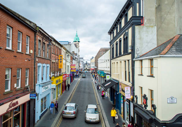 Top view of Derry city Market Street stock photo