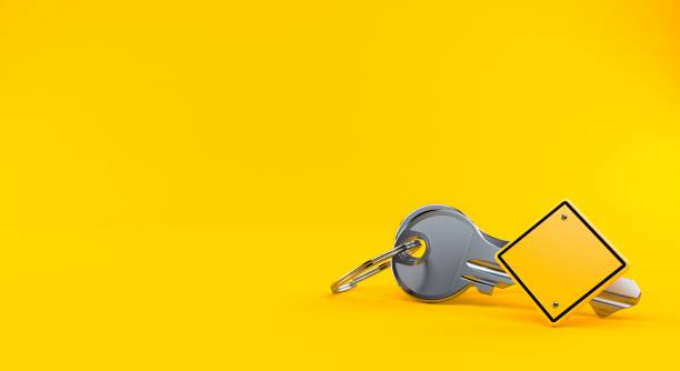 istock Door keys with blank road sign 1331802445