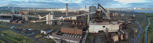 Redcar steelworks earmarked for demolition, Redcar, England, Britain Abandoned industrial site of steelworks teesside northeast england stock pictures, royalty-free photos & images