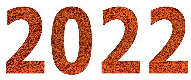 Illustration on 2022 new year theme. orange numbers on a white background