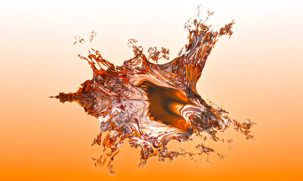 Abstract 3d rendering of chaotic liquid in empty space. Background with dynamic fluid splash. Design element. stock photo