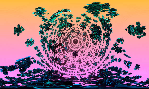 istock a sphere made of many pieces surrounded by wind currents, fractal design. 3D rendering 1331804059