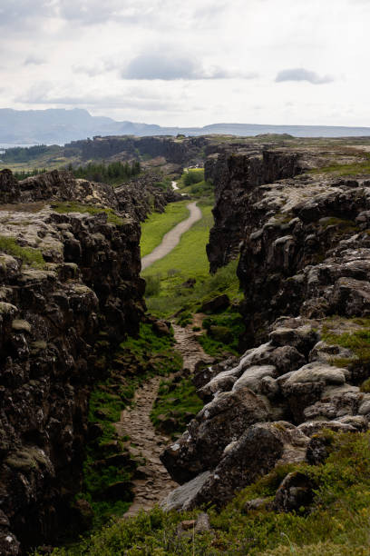 istock Stone pathway near the continental divide at Thingvellir Iceland 1331804071