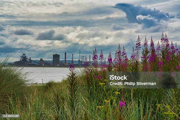 Distant View Of Abandoned Teeside Steelworks Redcar England Britain Stock Photo - Download Image Now