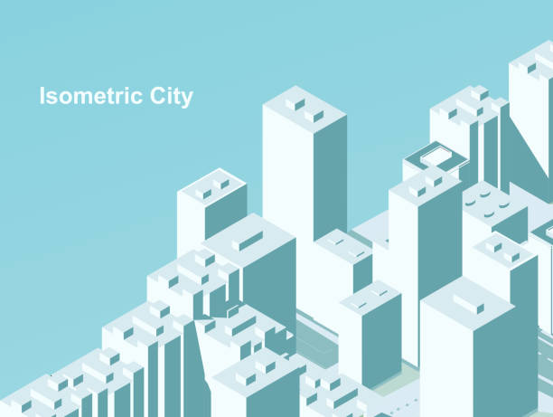 isometrischer stadtvektor. smart town mit straße, bäumen, smart city und öffentlichem park, gebäude 3d, kapital, vector büro und metropolenkonzept. - isometric office office park office building stock-grafiken, -clipart, -cartoons und -symbole