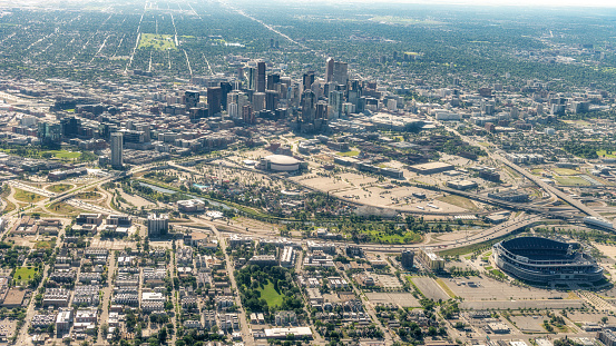 Sports complexes in Denver Colorado and skyline