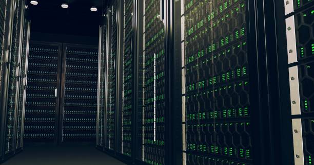 istock Digital information travels through fiber optic cables through the network and data servers behind glass panels in the server room of the data center. High speed digital lines 1331807698