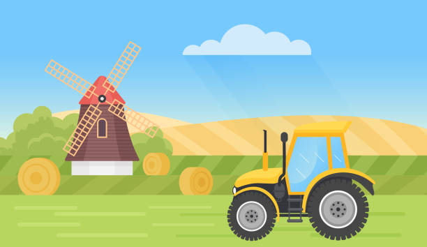 Cartoon Tractor And Rural Summer Landscape. Stock Vector | Royalty-Free | FreeImages Cartoon Tractor And Rural Summer Landscape. Stock Vector | Royalty-Free | FreeImages