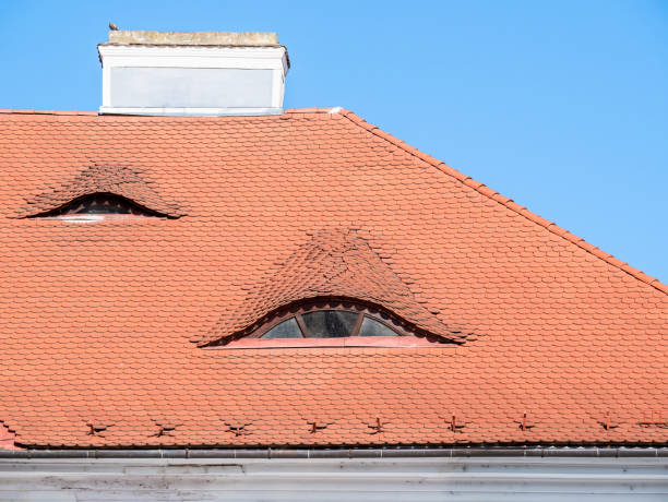 istock Old medieval house with red brick roof tiles 1331809347