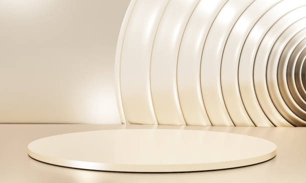 istock Scene with elegant shiny podium for mock up presentation in minimalism style with copy space, 3d render abstract background design 1331810147