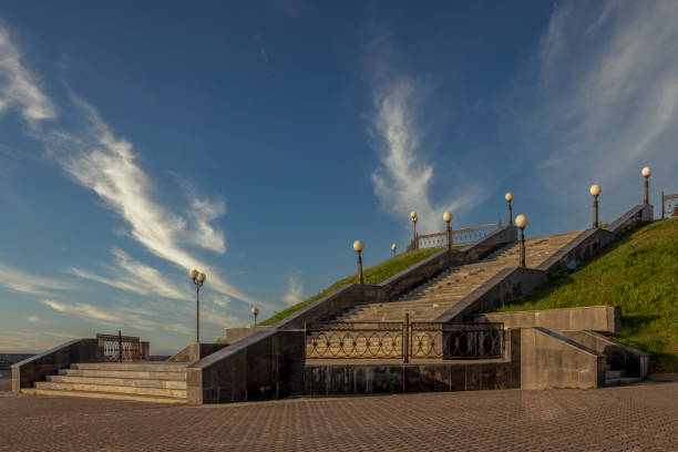 istock concrete staircase with lanterns on the embankment 1331810242