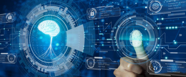 istock Protect intellectual property with Biometric security. Intellectual property protection or Patent idea protection Concept. 1331811365