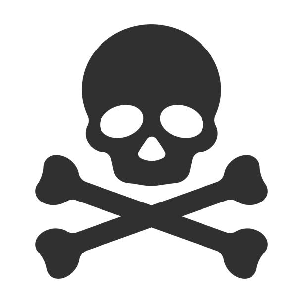 Sign of danger to life. Skull and crossbones icon.Vector illustration isolated on white background. Sign of danger to life. Skull and crossbones icon.Vector illustration isolated on white background.Eps 10. cartoon of painted skull faces stock illustrations