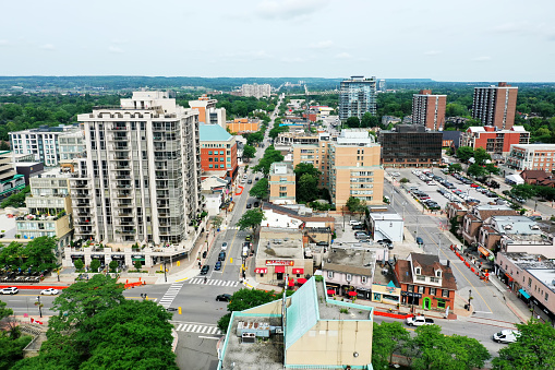 An aerial of the downtown in Burlington, Ontario, Canada, editorial
