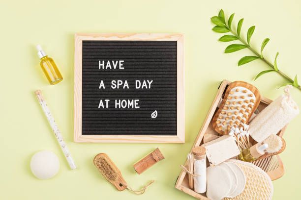 istock Home spa day idea. Eco friendly organic reusable self care accessories. 1331819062