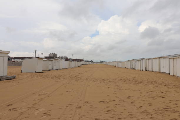 istock White wooden beach chalets on Calais beach 1331820964