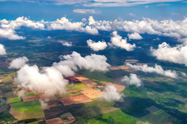 Point of view from a flying airplane