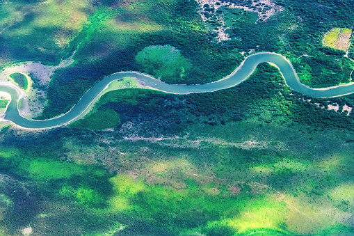 River or waterway amid green vegetation