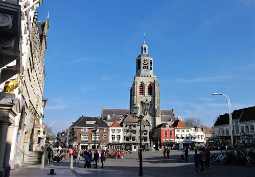 Bergen op Zoom, the Netherlands, - August 03, 2014. People enjoy there city visit op on a sunny summer day.
