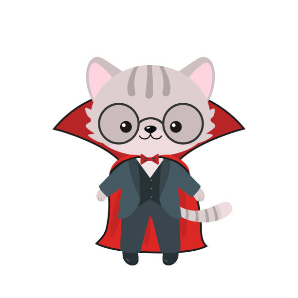 istock Cute black kawaii cat in cloak for Halloween isolated on white background 1331824827