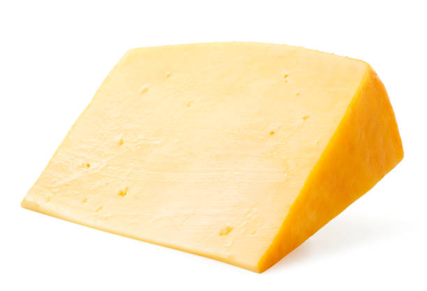 istock A piece of cheese flies on a white background. Isolated 1331825707