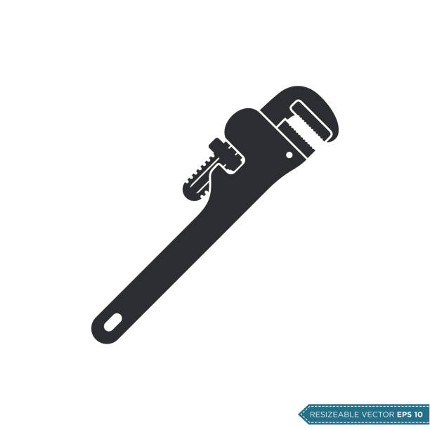ilustrações, clipart, desenhos animados e ícones de design de ilustração do modelo de vetor do ícone da chave de ajuste - adjustable wrench wrench isolated spanner