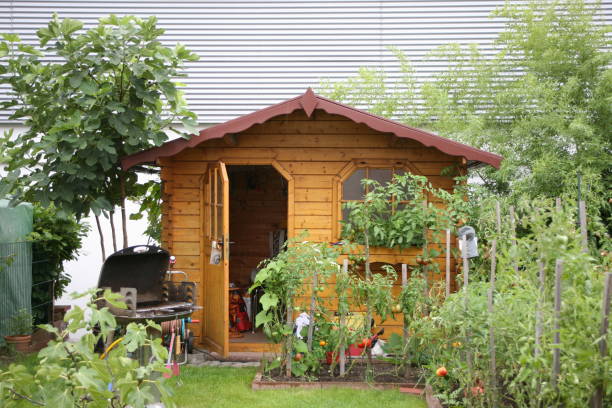 Garden with plants house and grill