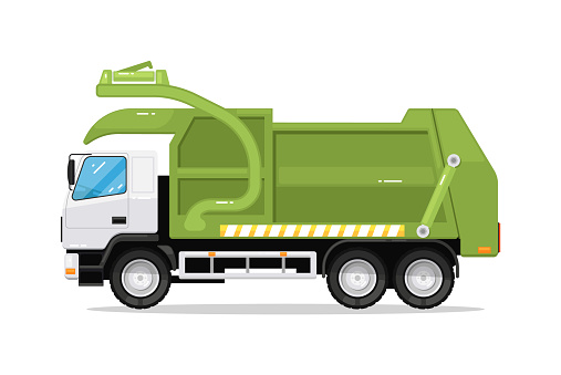 City garbage truck isolated on white background