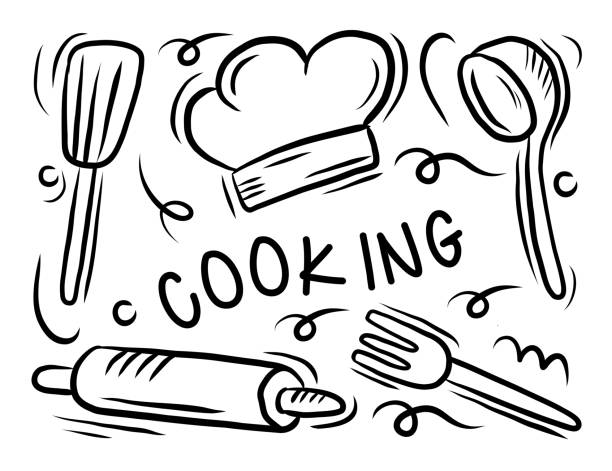 Cooking Related Doodle Design Vector Illustration Cooking Related Doodle Design Vector Illustration kitchen symbols stock illustrations
