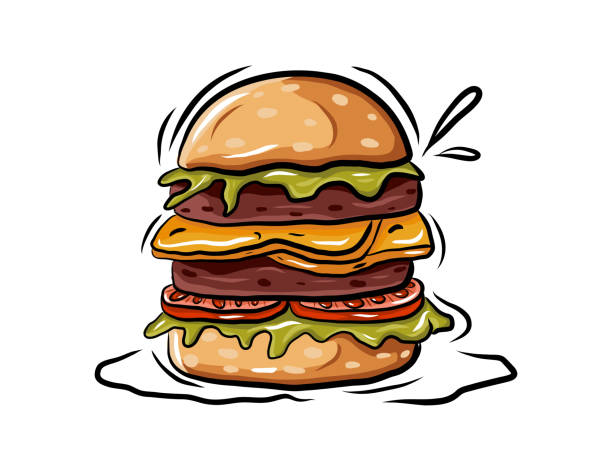 Hand Drawn Sketch Hamburger Vector Illustration Stock Illustration -  Download Image Now - Burger, Hamburger, Cartoon - iStock