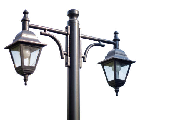 Old Fashioned Street Lantern, Antique Style, Cut Out, White Background, Close-up