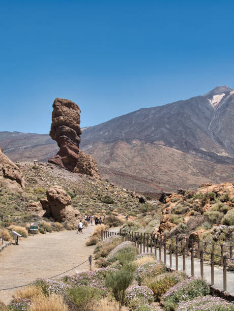 volcanic views close to teide volcano in tenerife, spain - clear sky spain tenerife canary islands imagens e fotografias de stock