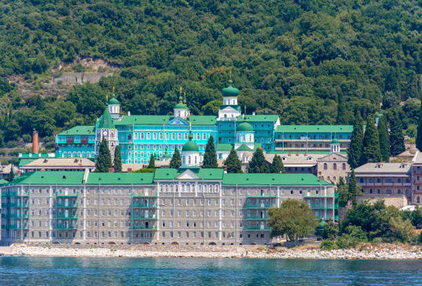 Saint Panteleimon Monastery in Athos, Chalkidiki, Greece