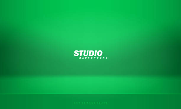 Empty green studio room background, used as background for display your products vector art illustration