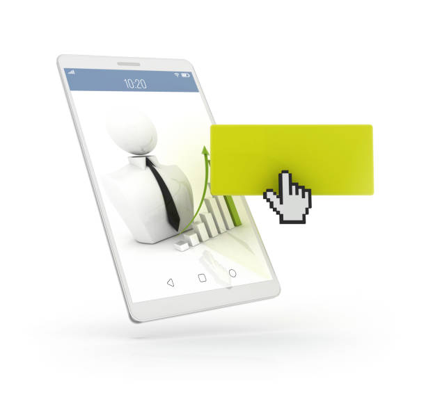 istock 3D Smartphone with Cursor - Businessman And Height Chart 1331841929