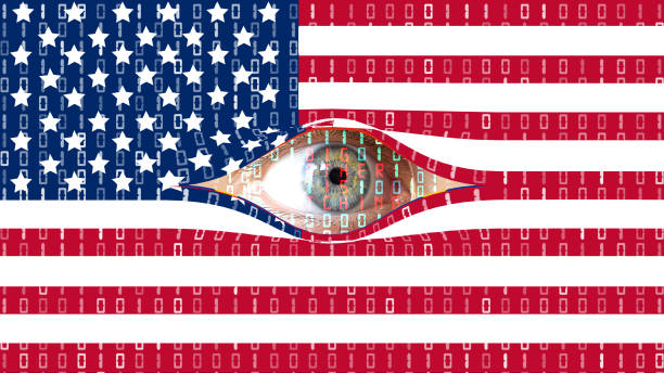 internet spying, surveillance, and cyber security in usa - surveillance human eye security privacy imagens e fotografias de stock