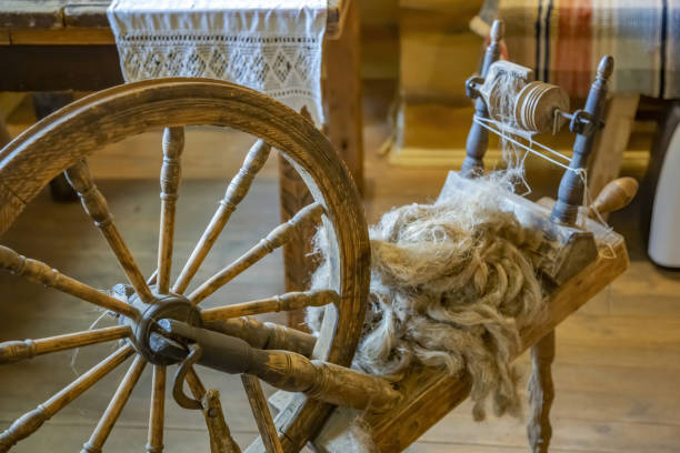 istock Ancient wooden weaving machine for making fabric 1331845722