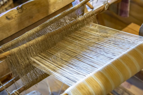 istock Ancient wooden weaving machine for making fabric 1331845724