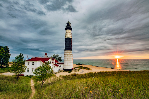 Big Sable Point Lighthouse, Michigan at sunset.