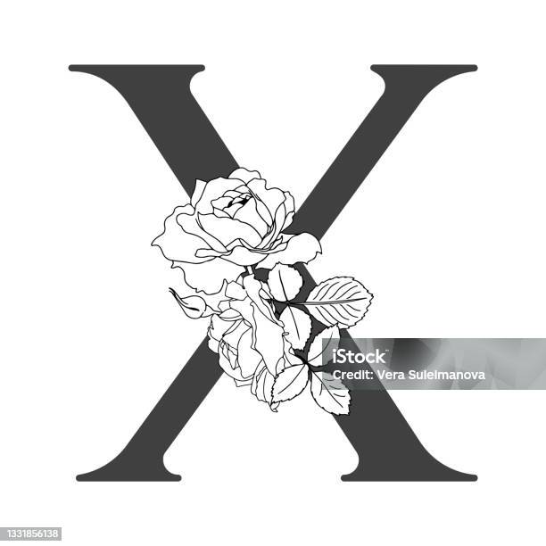Vector Floral Alphabet Floral Design Of Letter X Monogram Floral Letters  Decoration Of Wedding Invitations Cards