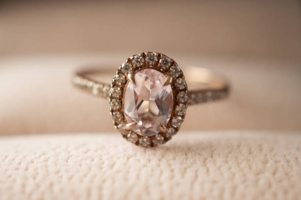 istock Diamond ring in jewelry gift box close up background 1331856659