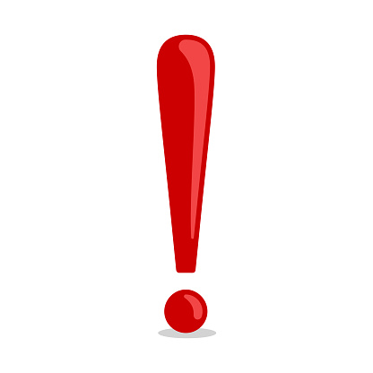 Exclamation point symbol. Red attention mark vector illustration. Danger icon design.