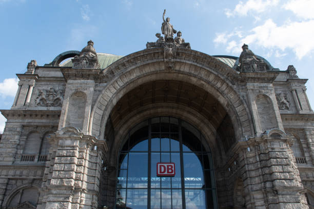 Nuremberg, Germany - July 3, 2021: Exterior of the Nürnberg Hauptbahnhof building, the central train station.