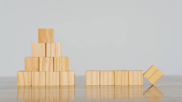istock The wooden blocks are piled up as pyramids and can be put on any text. 1331859807
