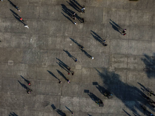 istock People walking on sidewalks at an aerial angle 1331860007
