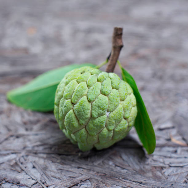 istock Fresh custard apple on wooden background 1331870335